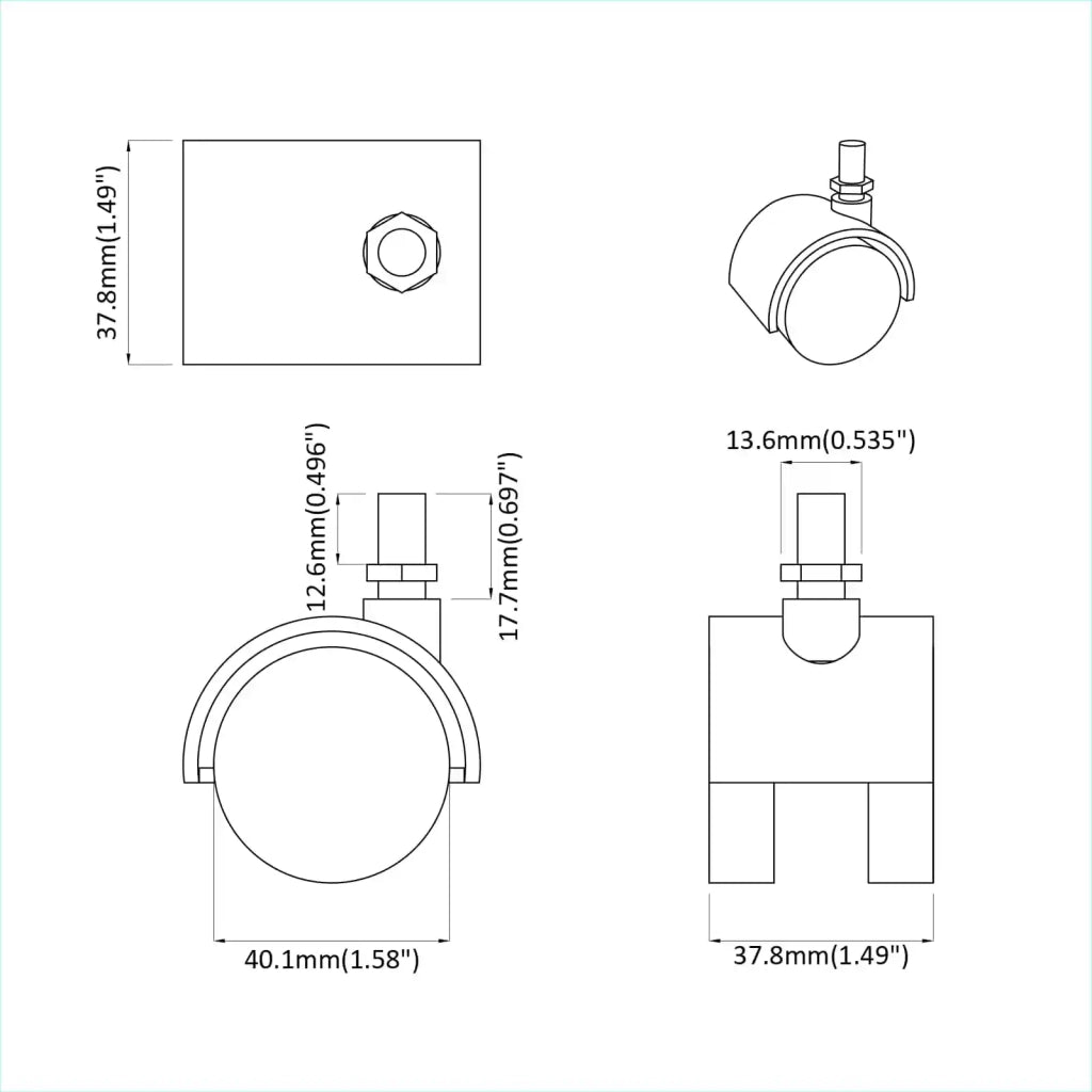 Ruote 12 pcs Nero 40,1 x 37,8 mm PP e Ferro 864777