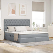 Letto con contenitore e LED con led Grigio chiaro 160 x 200 cm