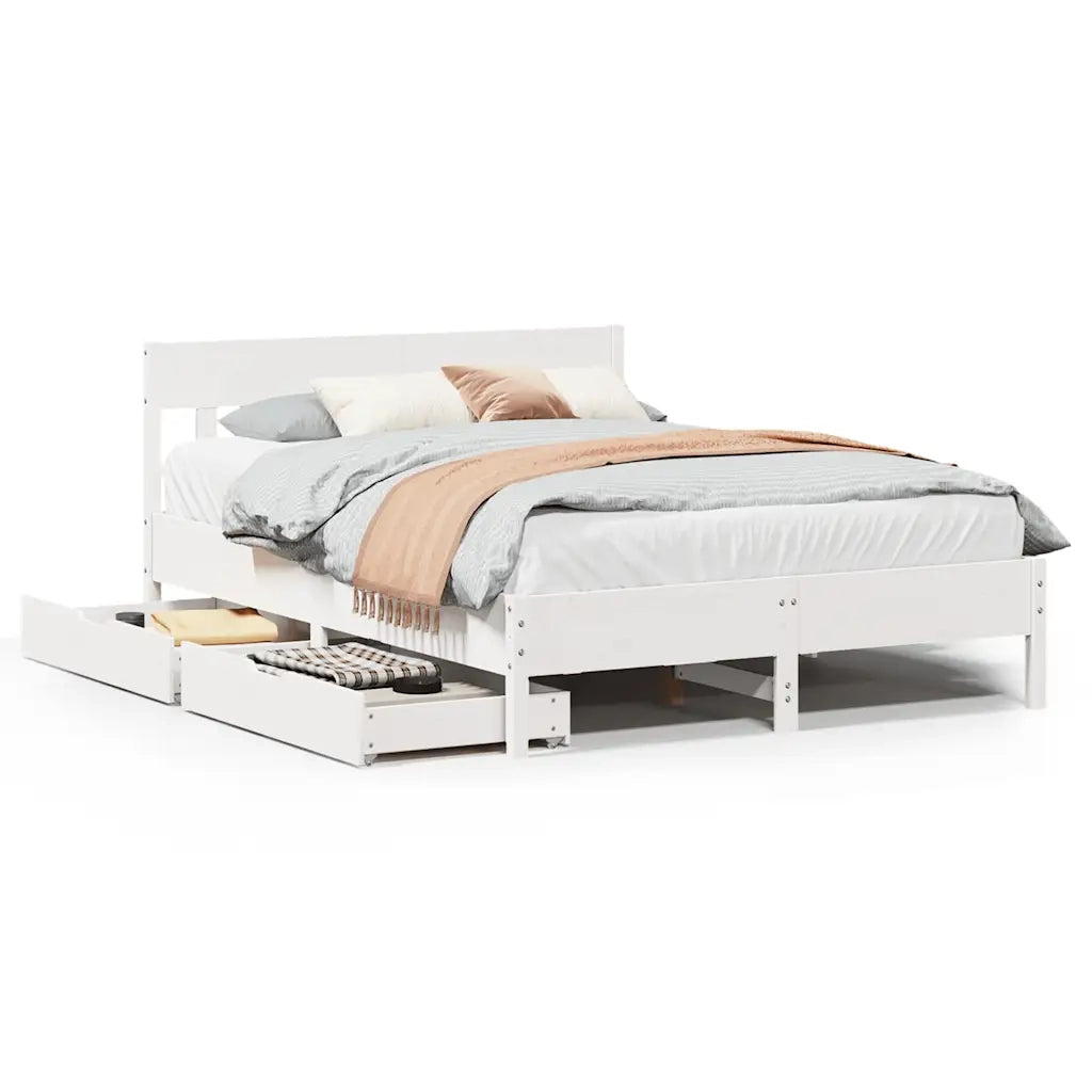 Letto senza Materasso-Struttura Letto Bianco 160x200 cm Legno Massello di Pino 618492