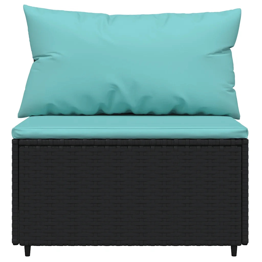 Set Divani da Giardino 4 pz | Set Salotto da Giardino con Cuscini Nero in Polyrattan