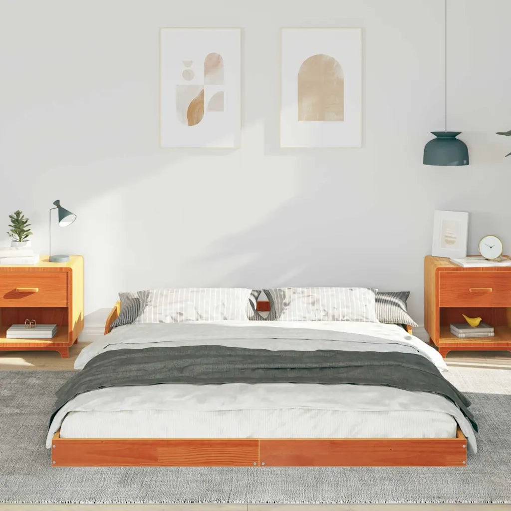 Struttura del letto Marrone cerato 140 x 210 cm Pino massello 873354
