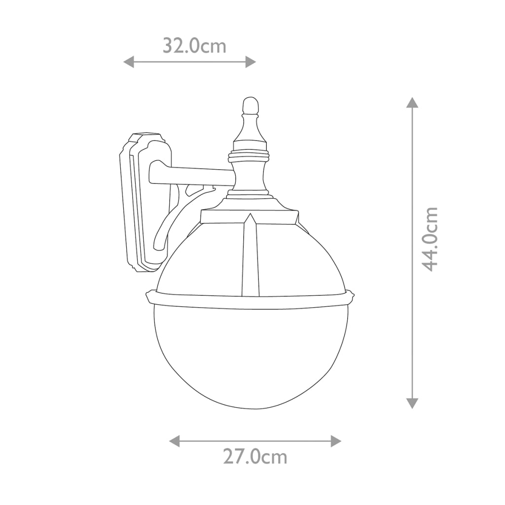 Applique esterna nera globo bianco E27 60W Elstead