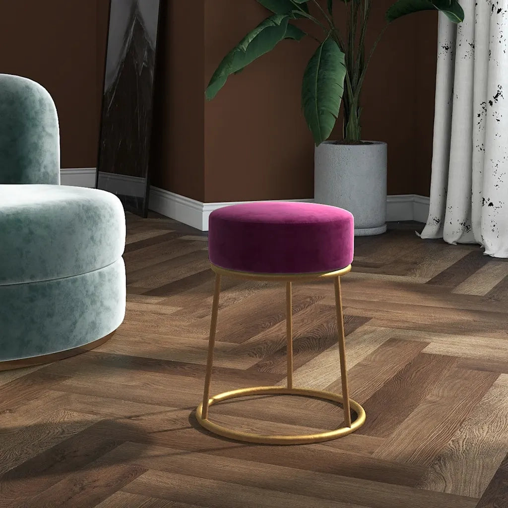 Sgabello Rotondo Viola in Velluto CFW5522578