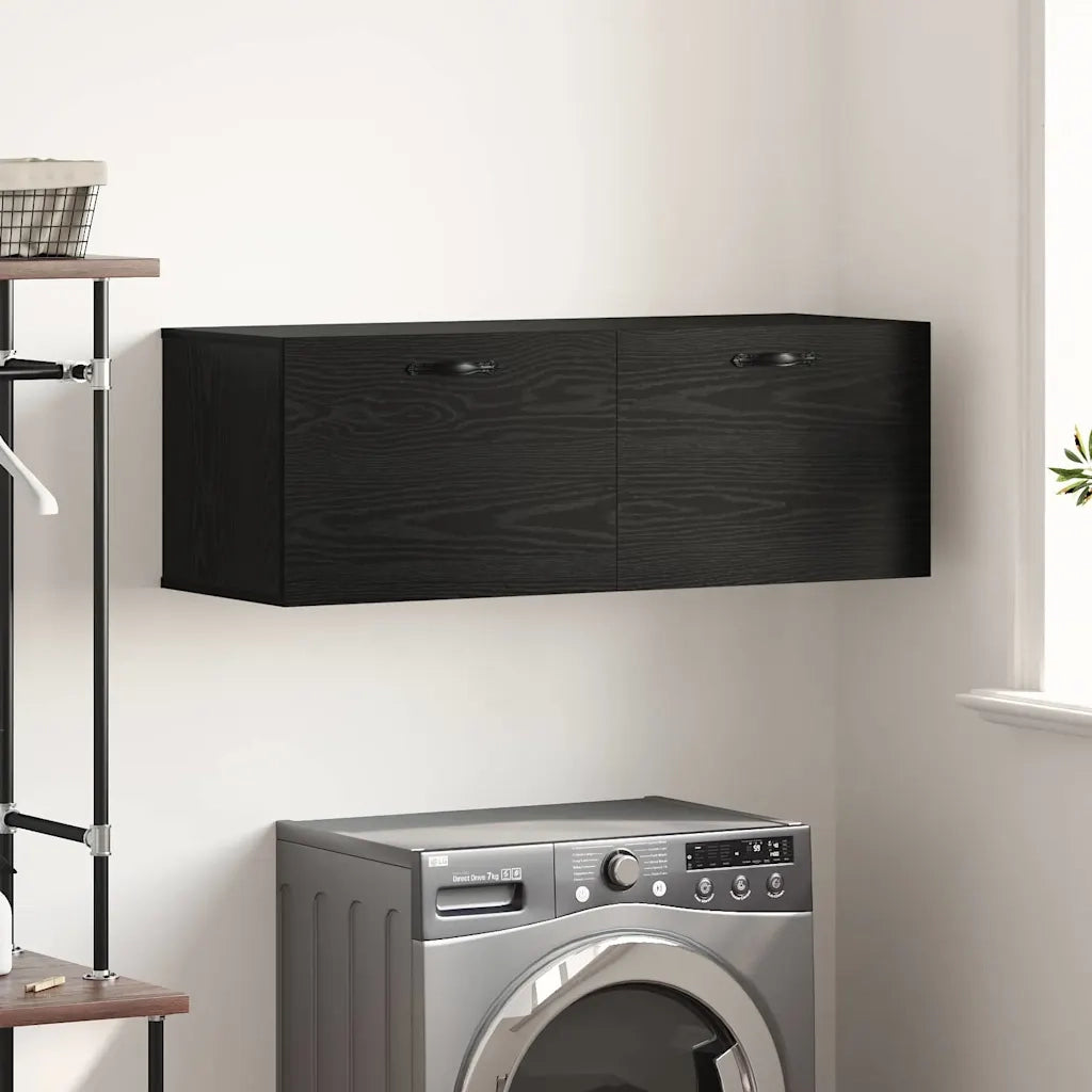 Armadietto a Muro | Mobiletto a muro Rovere Nero 100 x 36,5 x 35 cm