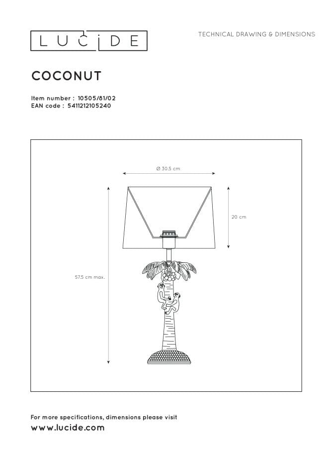 Lucide lampada da tavolo Extravaganza Coconut E27 40W