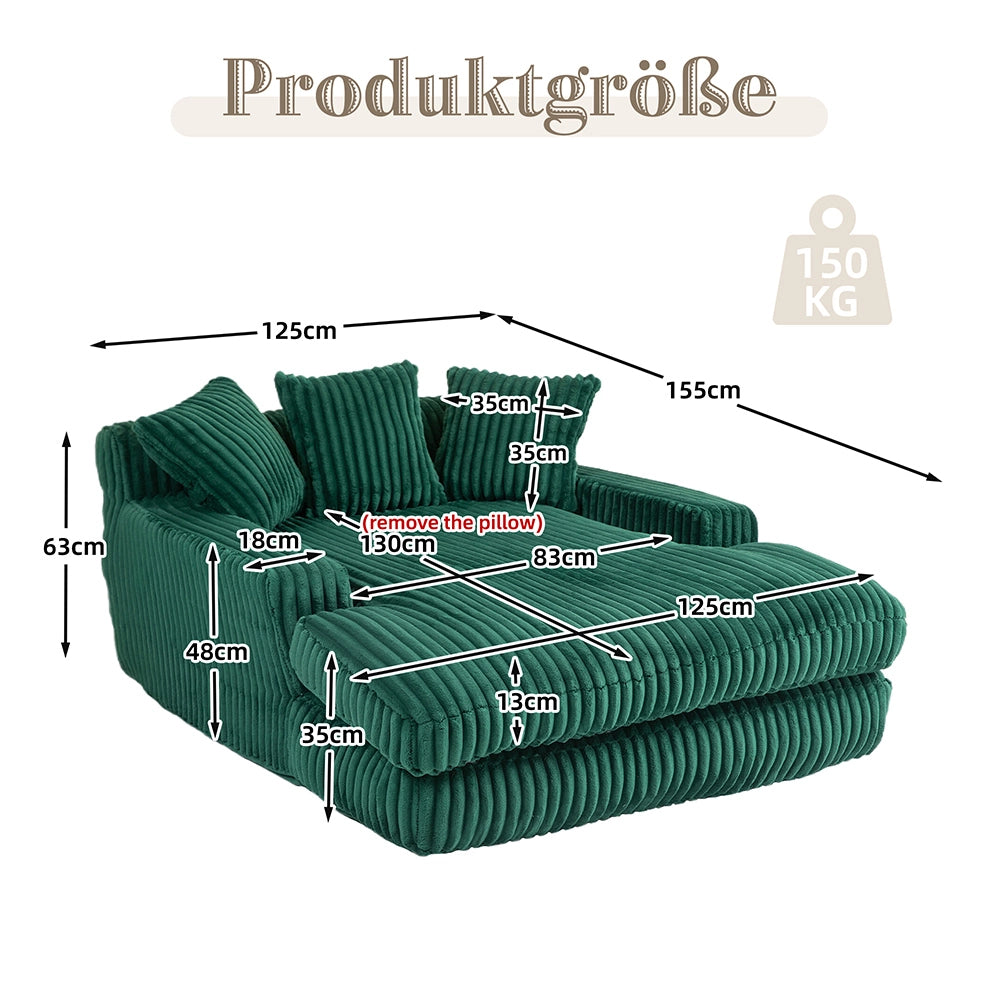 Cloud couch - Xylo - Velluto coste 3 cuscini verde smeraldo