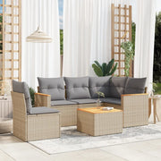 Set Divano da Giardino 6 pz con Cuscini Beige in Polyrattan 3258384