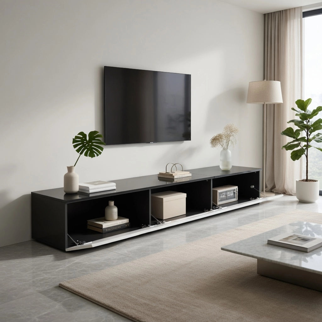 Cassettiera per TV nero-bianco; MDF e truciolare; 180 cm