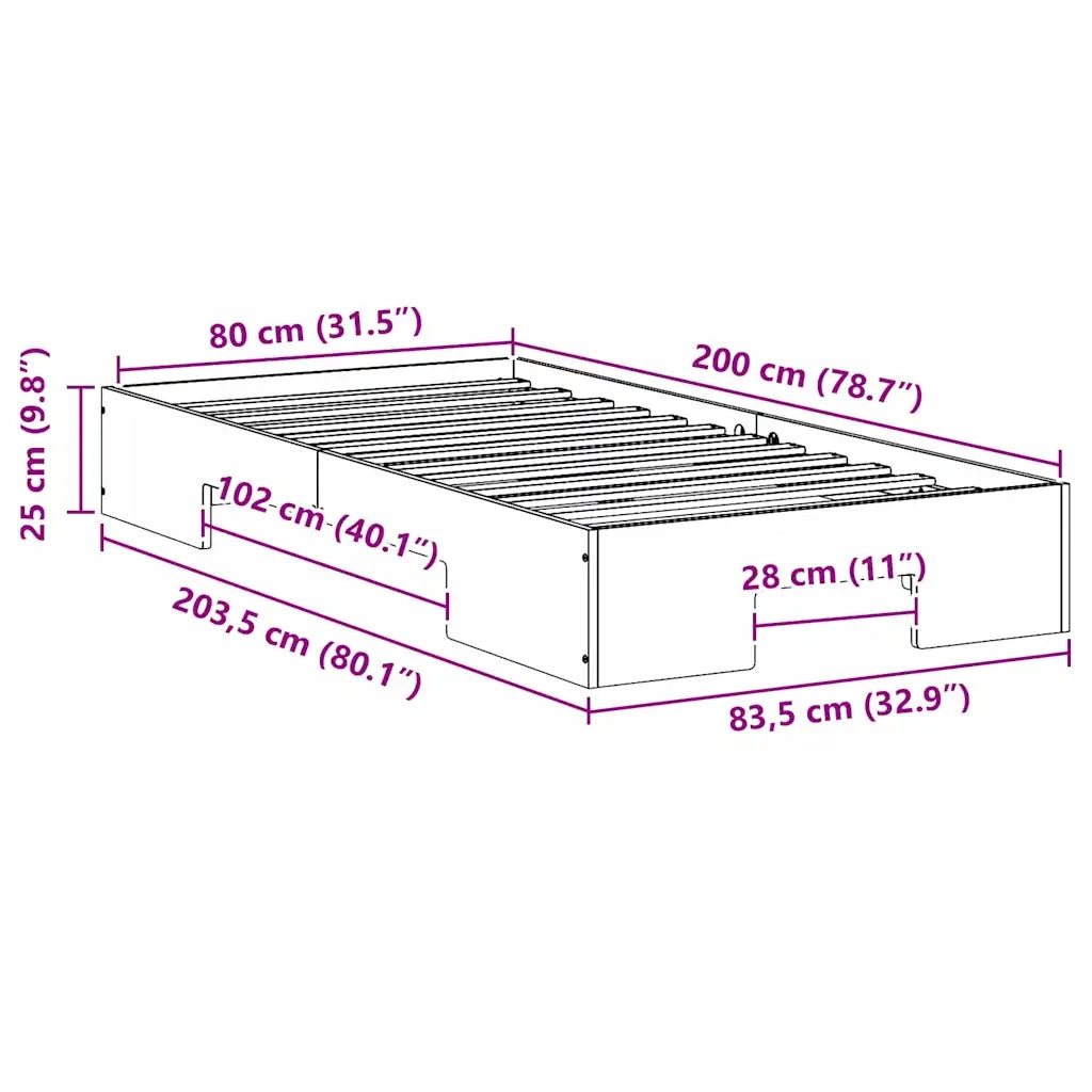 Struttura del letto-Giroletto Marrone 80 x 200 cm 742240