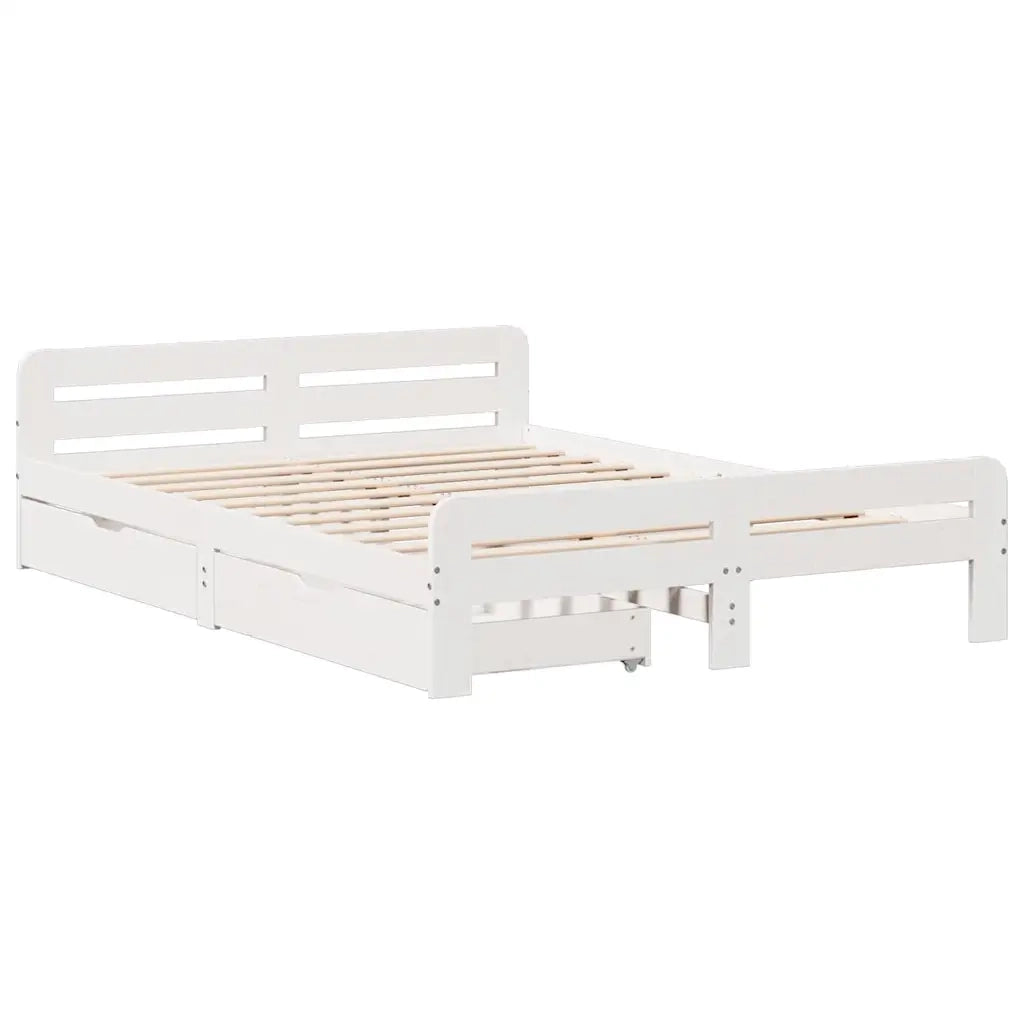 Letto senza Materasso-Struttura Letto Bianco 140x190 cm Legno Massello di Pino 438618