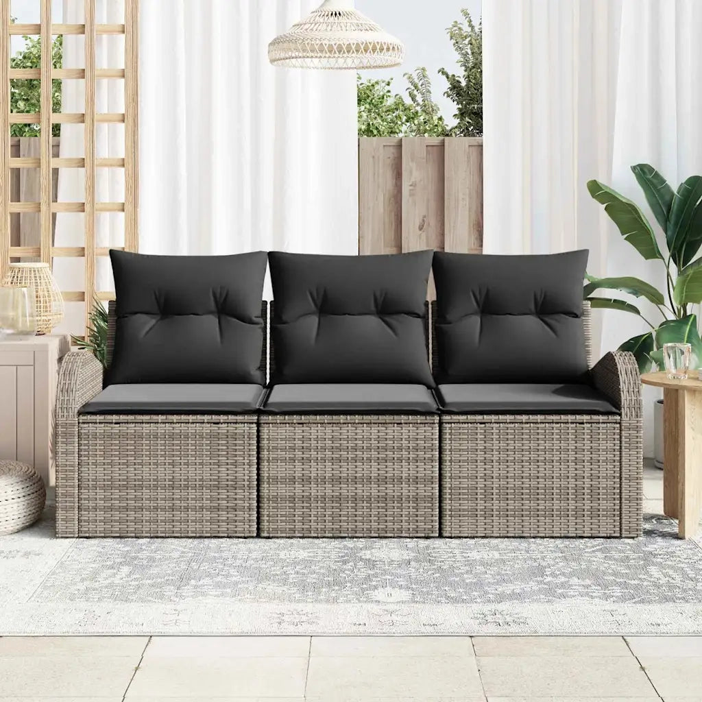 Set Divano da Giardino Grigio polyrattan 3345899