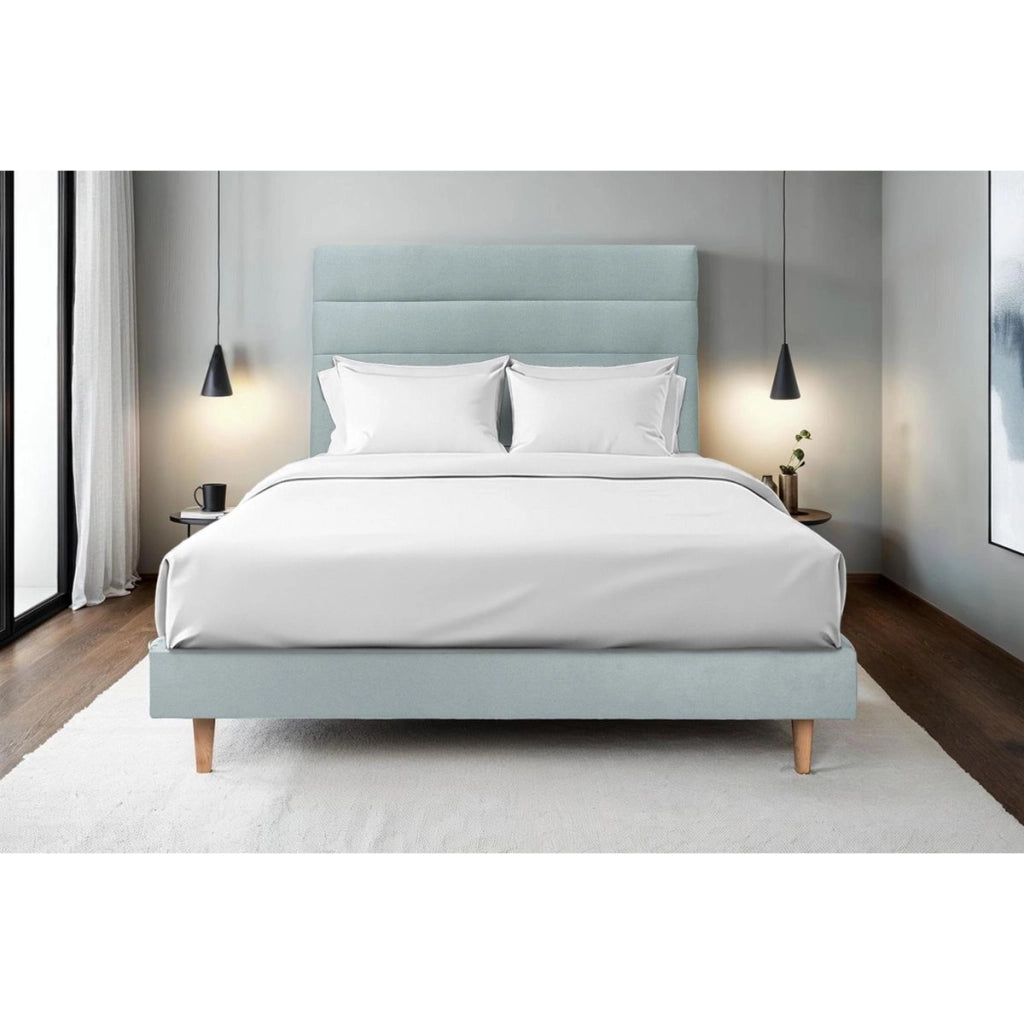 Letto 140x200 cm con testiera in linea - Tessuto velluto
