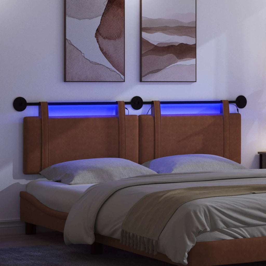 Testiera sospesa Con luce LED Marrone PU Antico 3424010