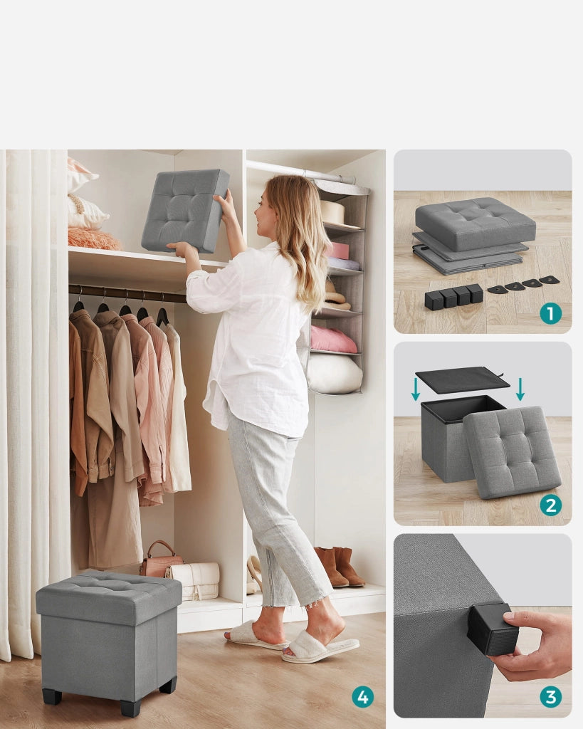 Valora PUFA - LSF014G02 Pouf contenitore grigio chiaro per camera da letto