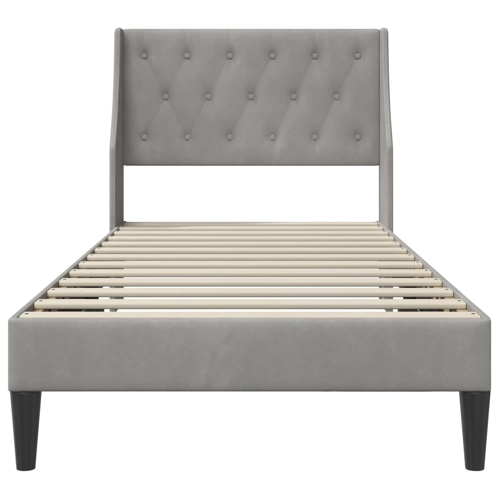 Struttura del letto-Giroletto Grigio chiaro 90 x 190 cm Velluto 514066
