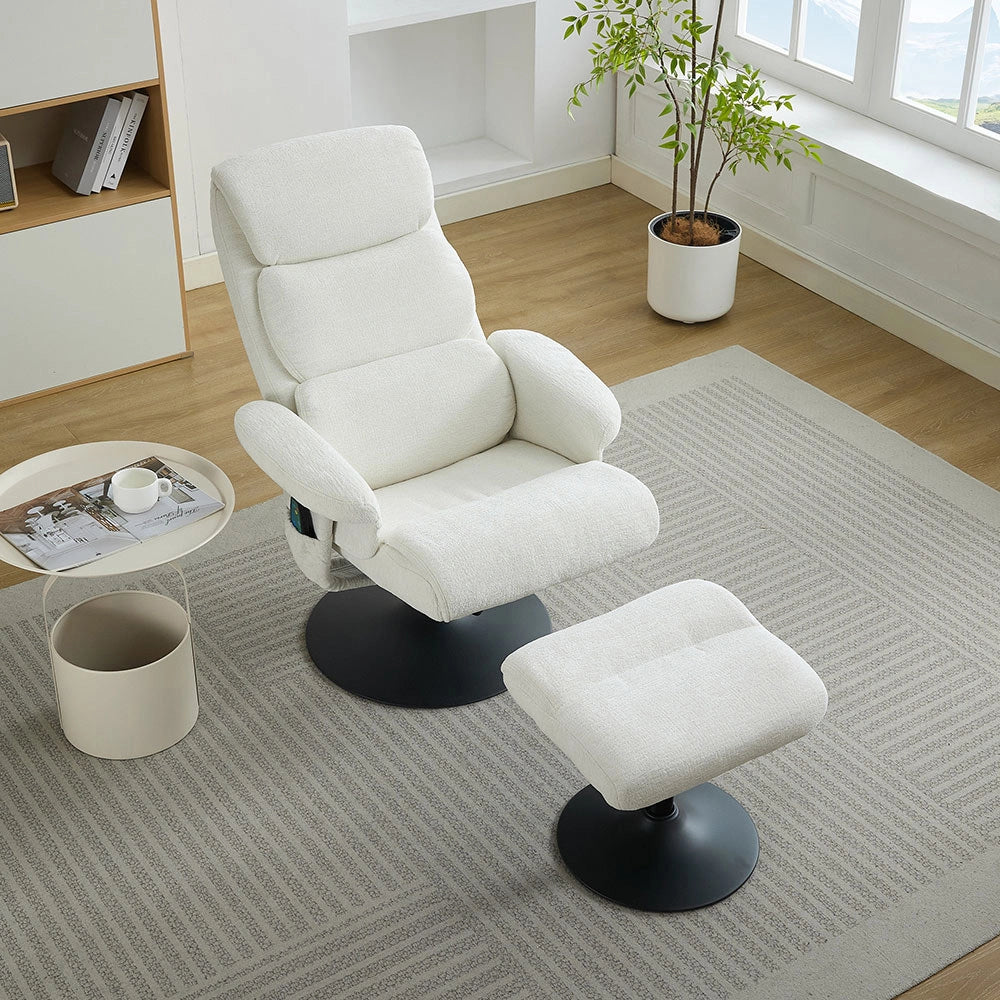 Poltrona massage - Xylo - 5 punti riscaldamento 360° chenille bianco