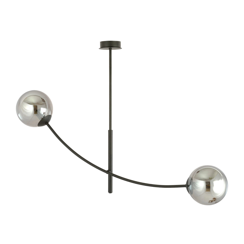 Plafoniera Emibig Hunter 2 luci E14 nero cromo vetro