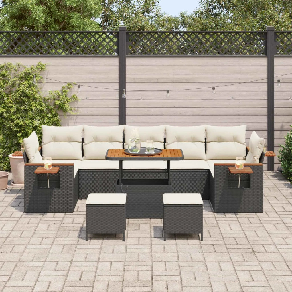 Set Divano da Giardino 10 pcs Nero polyrattan 3363030