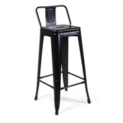 Sgabello ferro new bristol nero con schienale cm 42x42h77/95,5