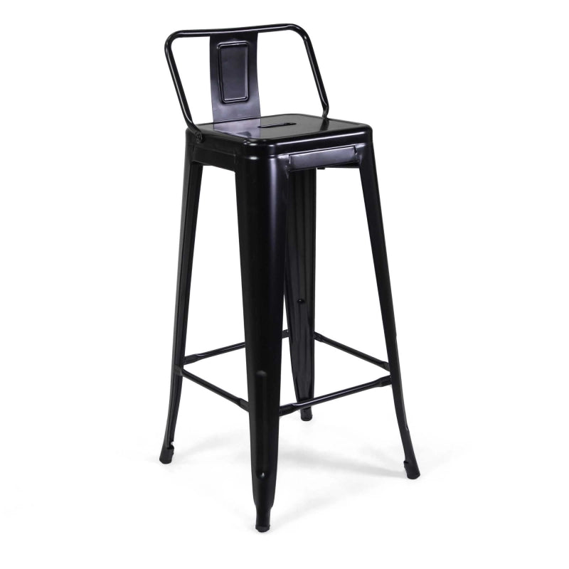 Sgabello ferro new bristol nero con schienale cm 42x42h77/95,5