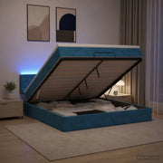 Letto Ottomano con Materasso e LED Blu scuro 140 x 200 cm 3457075
