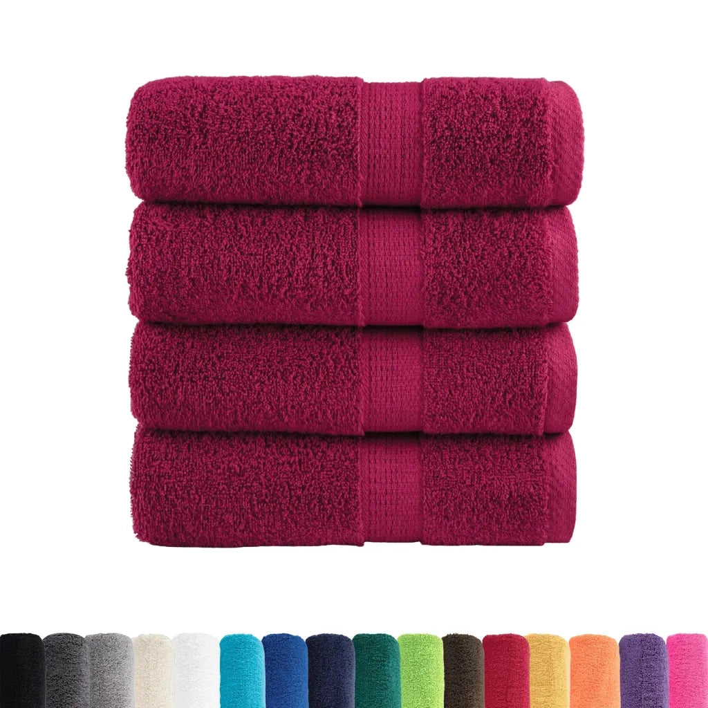 Asciugamani Premium SOLUND 4 pz | Teli per bagno Bordeaux 30x30 cm 600 g/m2