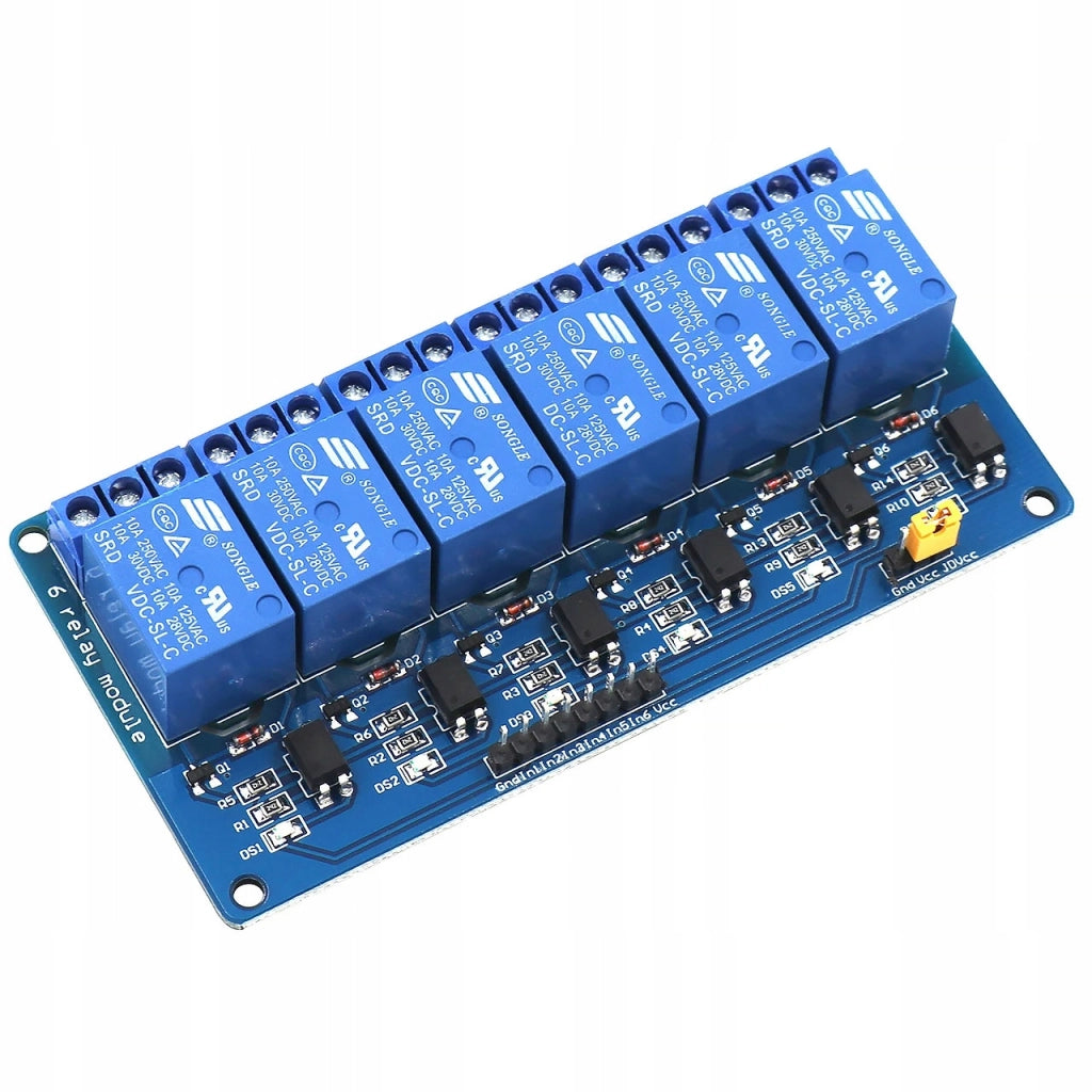 Modulo Relè 6 Canali 5V – Compatibile con Arduino | Isolamento Ottico, SPDT, 10A