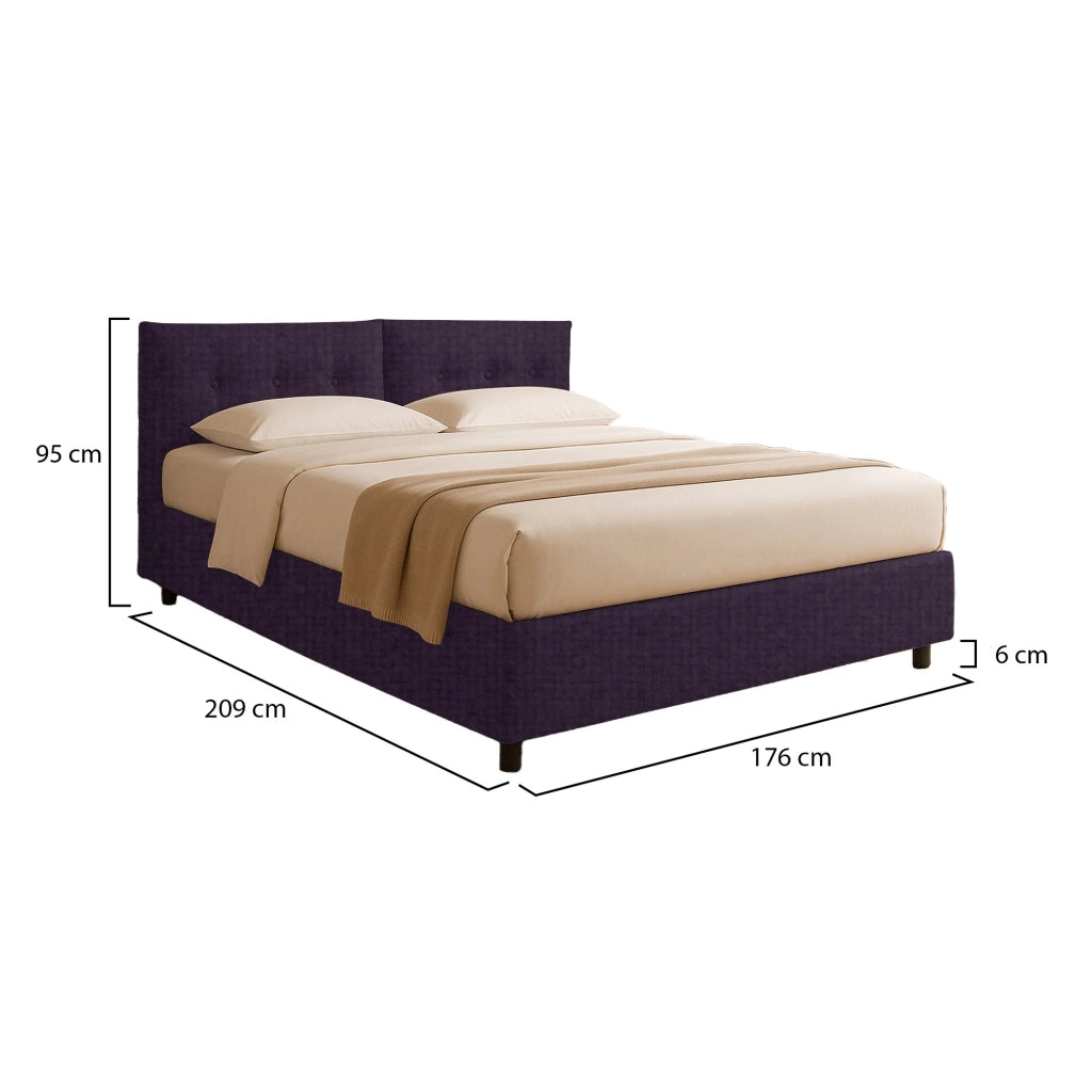 Bath, Letto Matrimoniale Sfoderabile Made in Italy, Viola