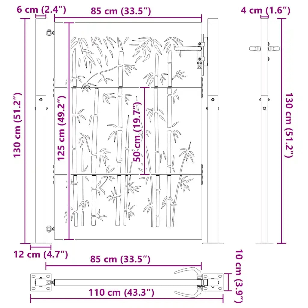 Cancello da giardino con blocco Nero 110 x 130 cm 42015895