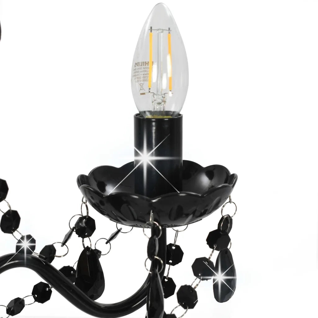 Lampadario con Perline Nero Tondo 3 E14 281597