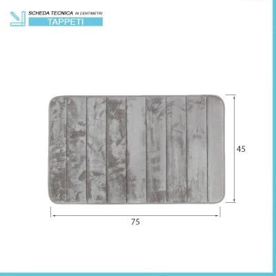 Tappeto bagno 100% poliestere 45x75 grigio antiscivolo  Memo