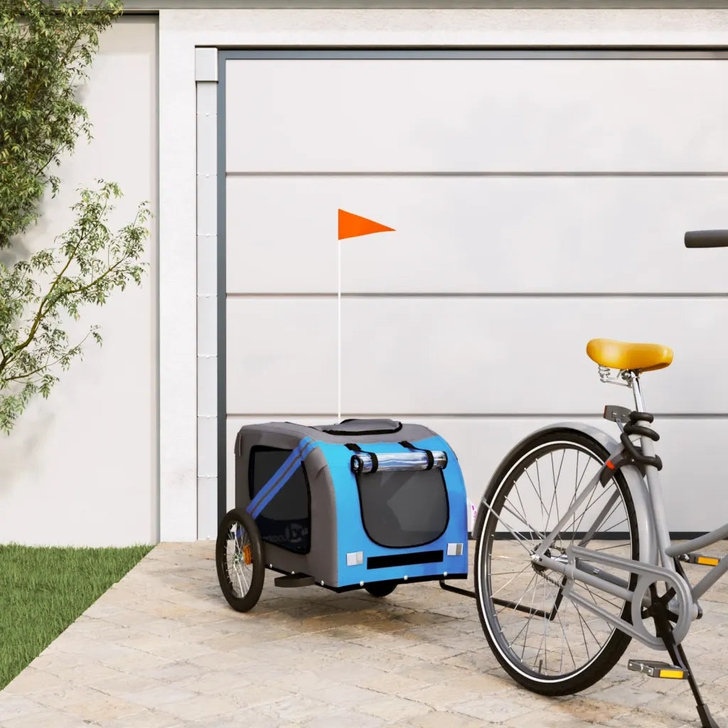 Rimorchio da Bici per Animali Blu e Grigio Oxford e Ferro 93883