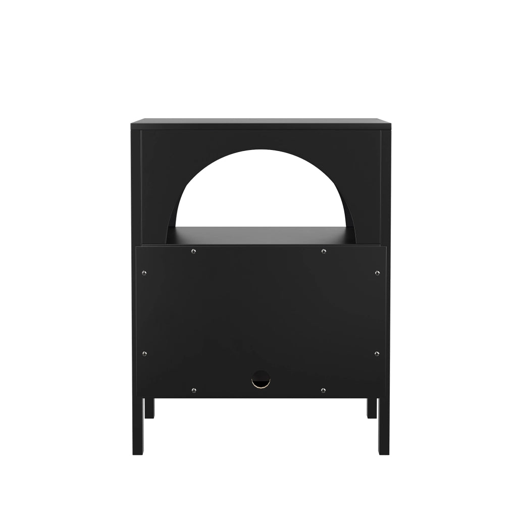 COMODINO moderno 45 x 40 x 58 cm nero con 2 cassetti e 1 vano aperto