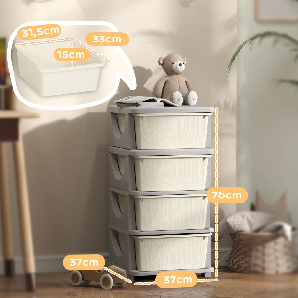 Mobile Bambini 4 Cassetti ¨C Xylo ¨C Crema 37x37x76 cm