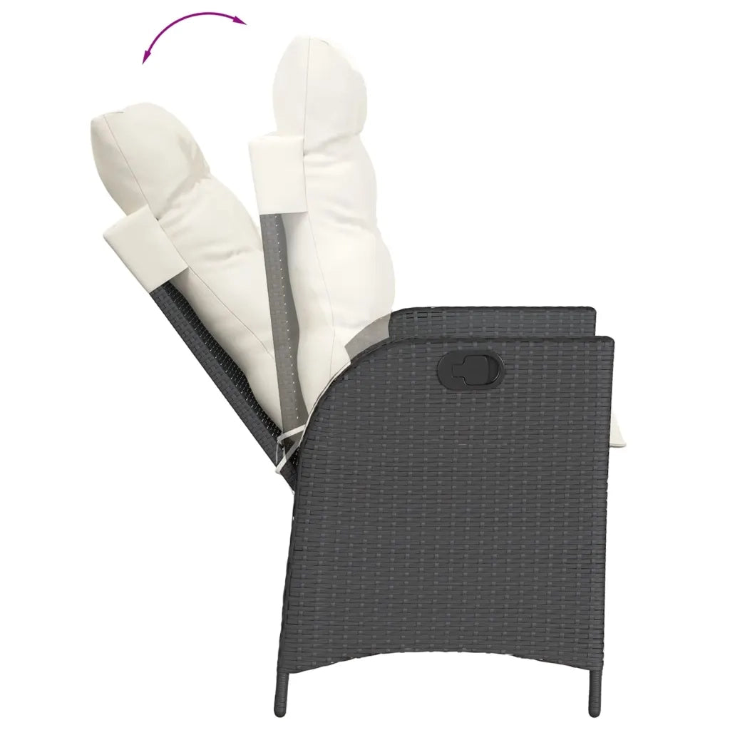 Set da Pranzo da Giardino 7 pz Nero con Cuscini in Polyrattan 3213089