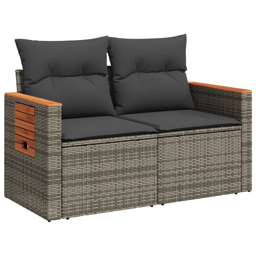 Divano da Giardino con Cuscini 2 Posti Grigio in Polyrattan 366145