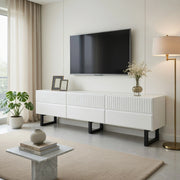 Cassettiera per TV nera e bianca in MDF e truciolare; lunghezza 170 cm