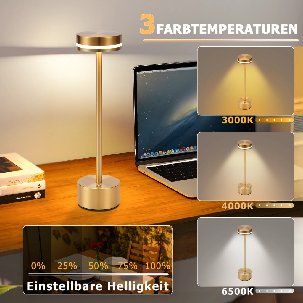 ZMH Lampada da tavolo LED oro touch dimmerabile USB C H31.5cm per comodino camera letto