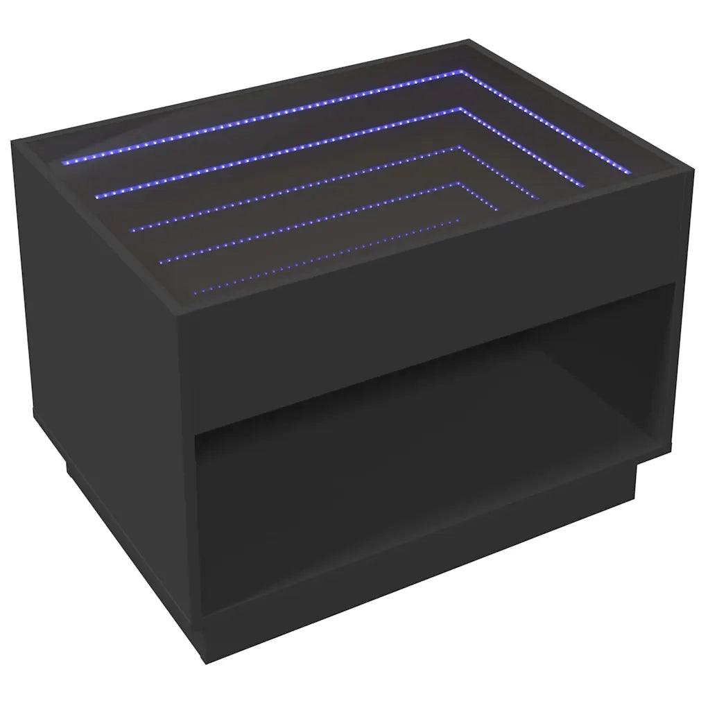 Tavolino da Salotto con LED Infinity Nero 70x50x50 cm 847659