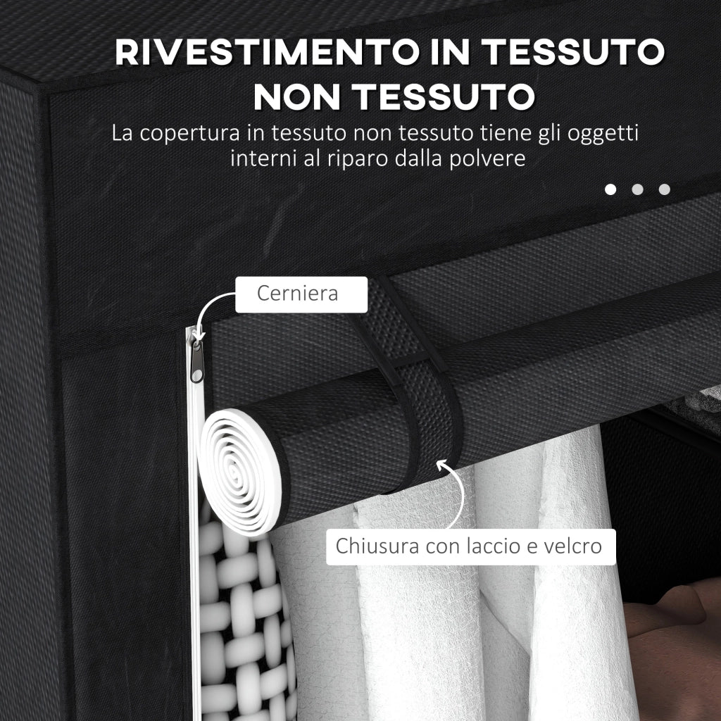 Armadio Guardaroba Portatile con 6 Ripiani e Appendino ¨C Minimal ¨C Nero 103x43x162.5 cm