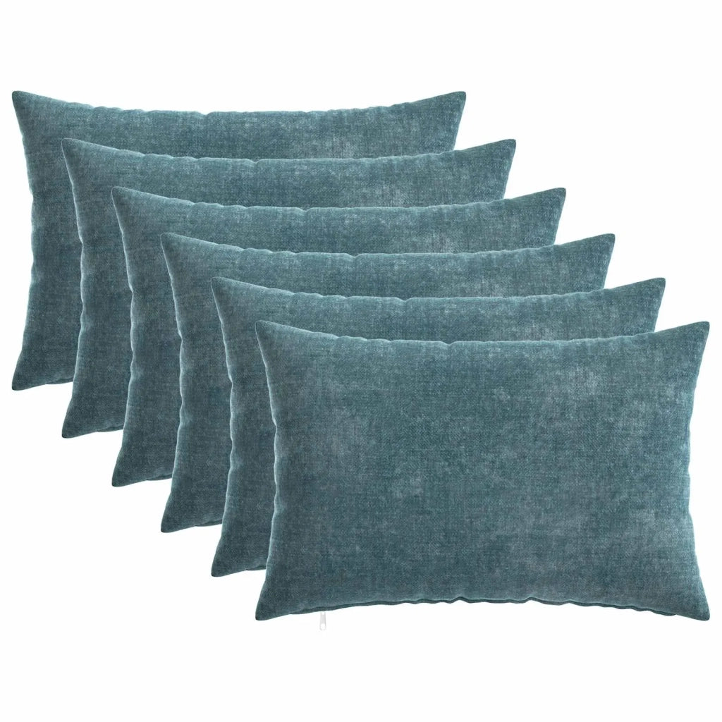 Federa 6 pz HEERLEN Blu 30 x 50 cm Tessuto Chenille 907794