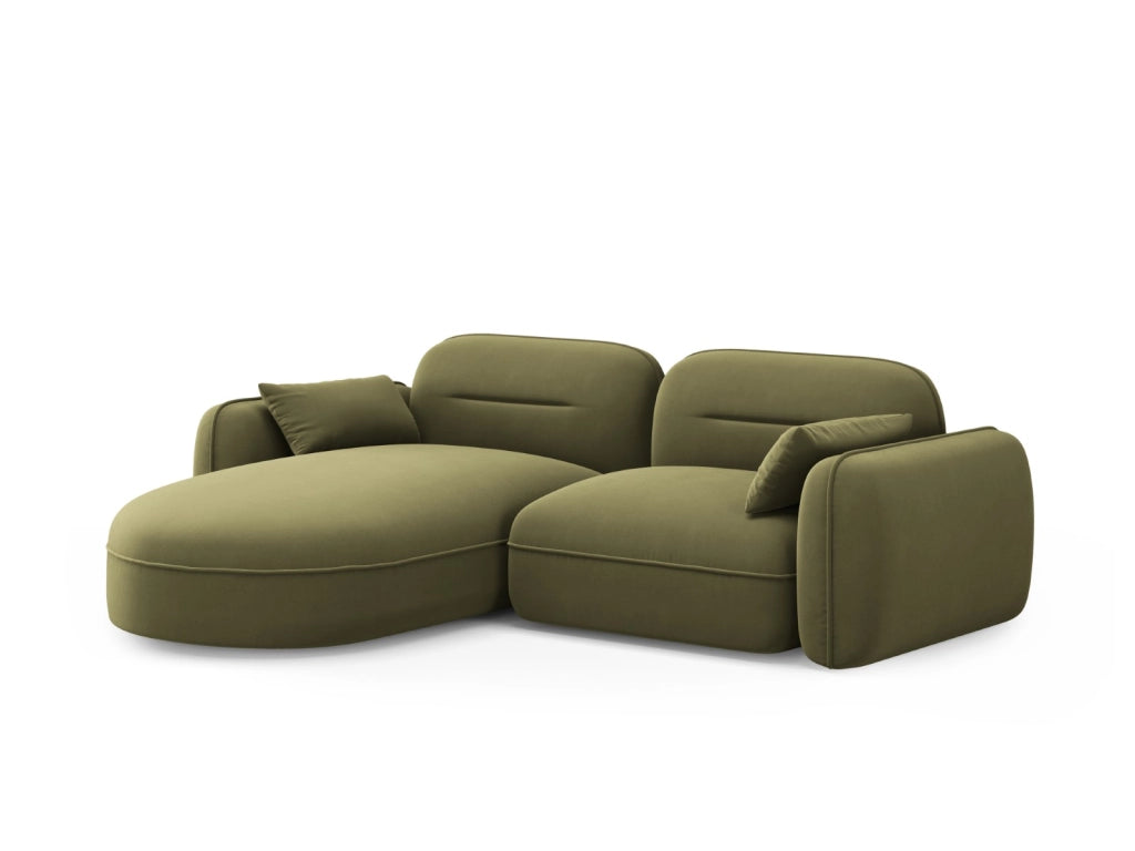 Cosmopolitan Design - Divano angolare modulare sinistro "Sydney" 3 posti in velluto verde chiaro 