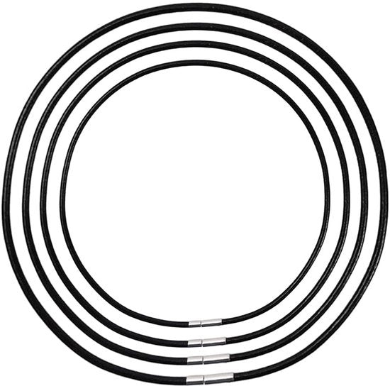Cordone in Pelle per Collare Uomo - 4 Pezzi - 2 mm - Lunghezza 40/45/50/55 cm - Resistente allo Shock e Allergenico