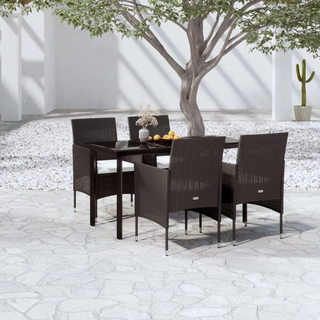 Set da Pranzo da Giardino 5 pz con Cuscini Nero 3099283