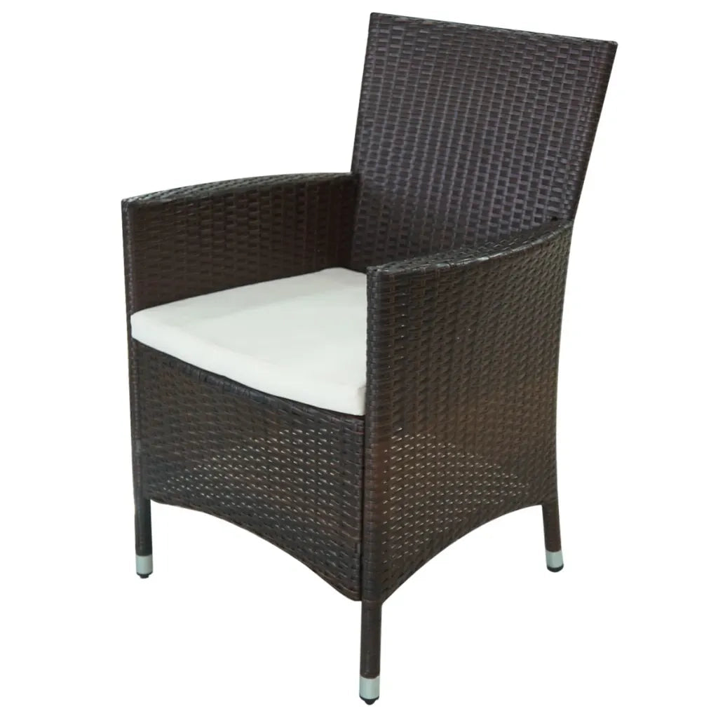 Set da Pranzo da Giardino 11 pz e Cuscini in Polyrattan Marrone 42569