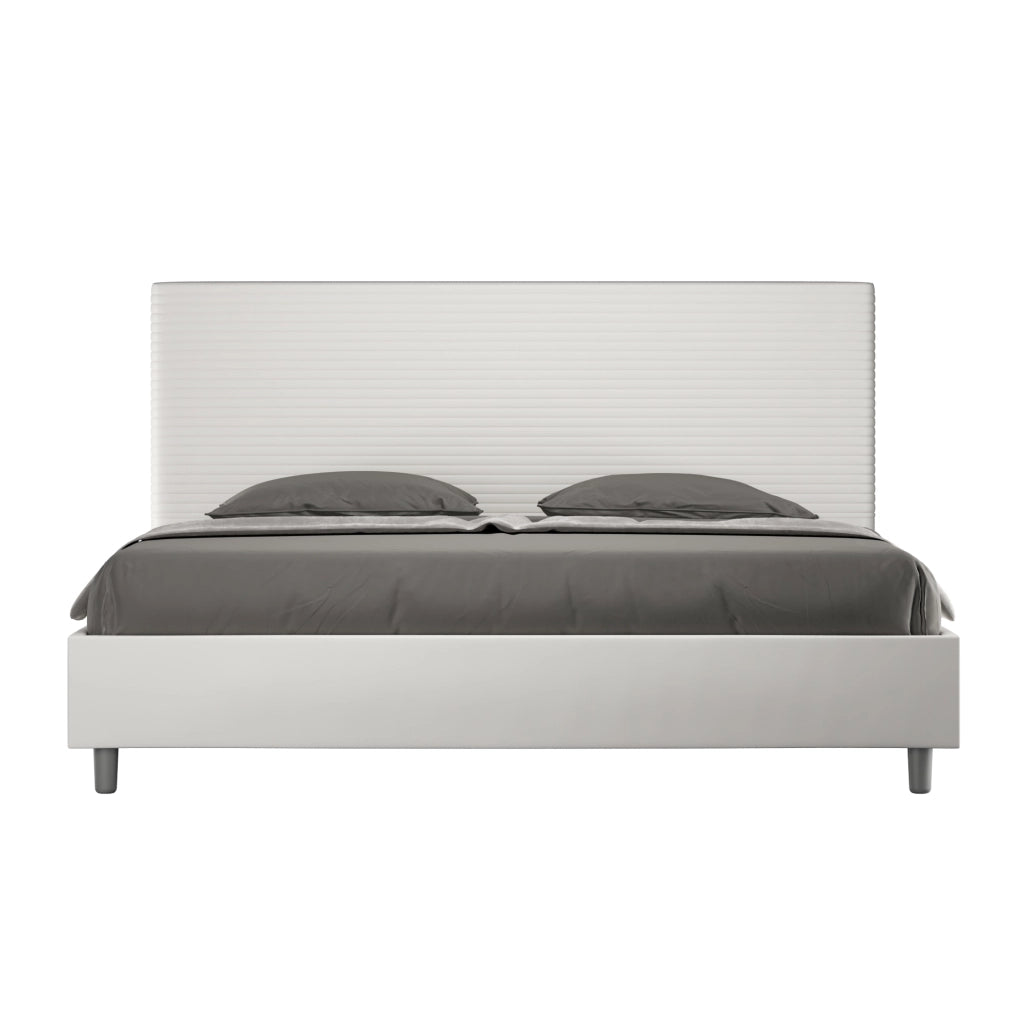 BS COM Letto matrimoniale king size contenitore imbottito 190x200 similpelle bianco