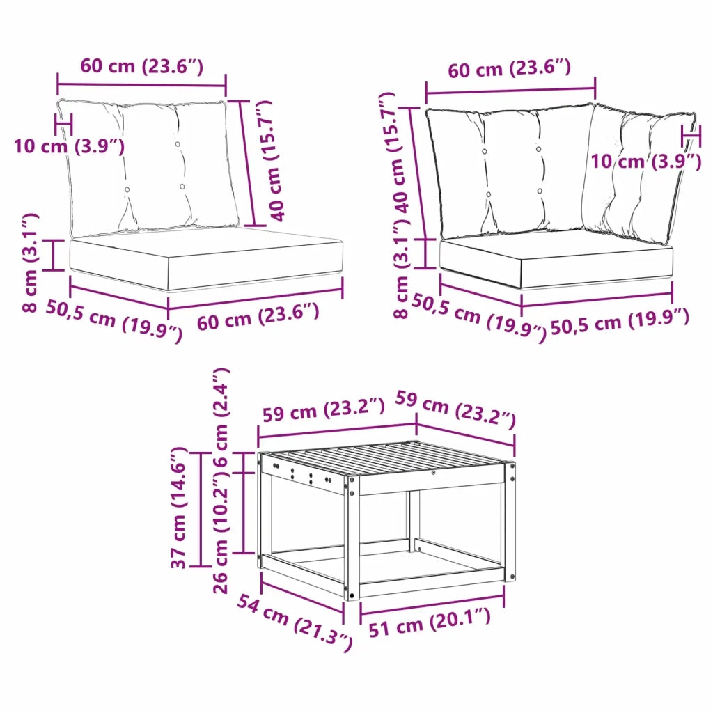 Set di divani da esterno con cuscino 8 pcs Bianco e Nero 3389302