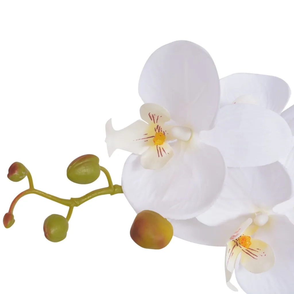 Orchidea Artificiale con Vaso-Piante Decorative 65 cm Bianca