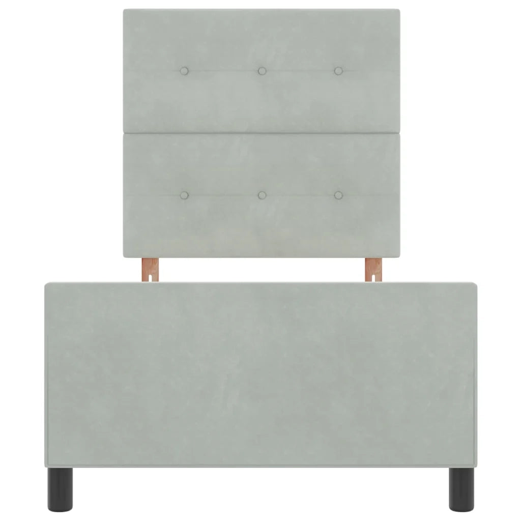 Letto a molle con testiera Grigio chiaro 90 x 190 cm Velluto