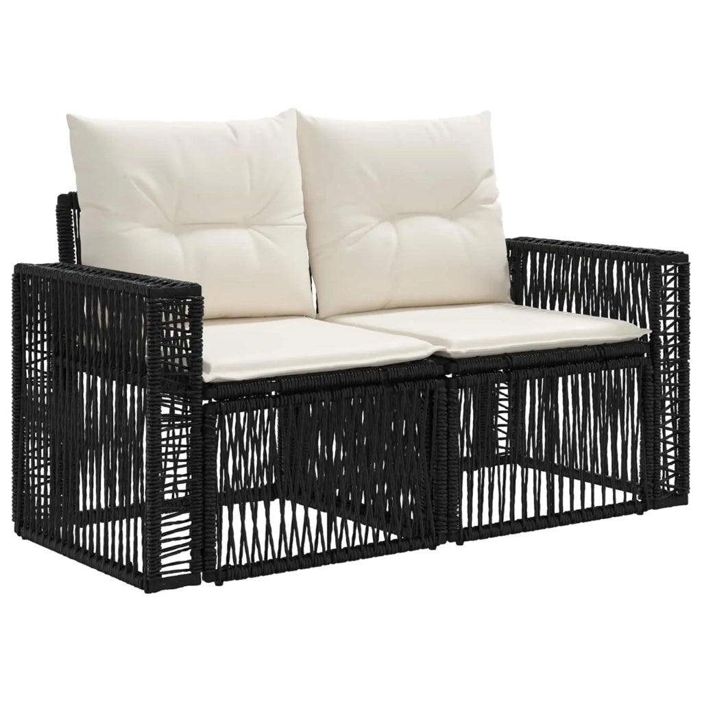 Set Divano da Giardino 7 pz Nero e Bianco Crema polyrattan 3436747
